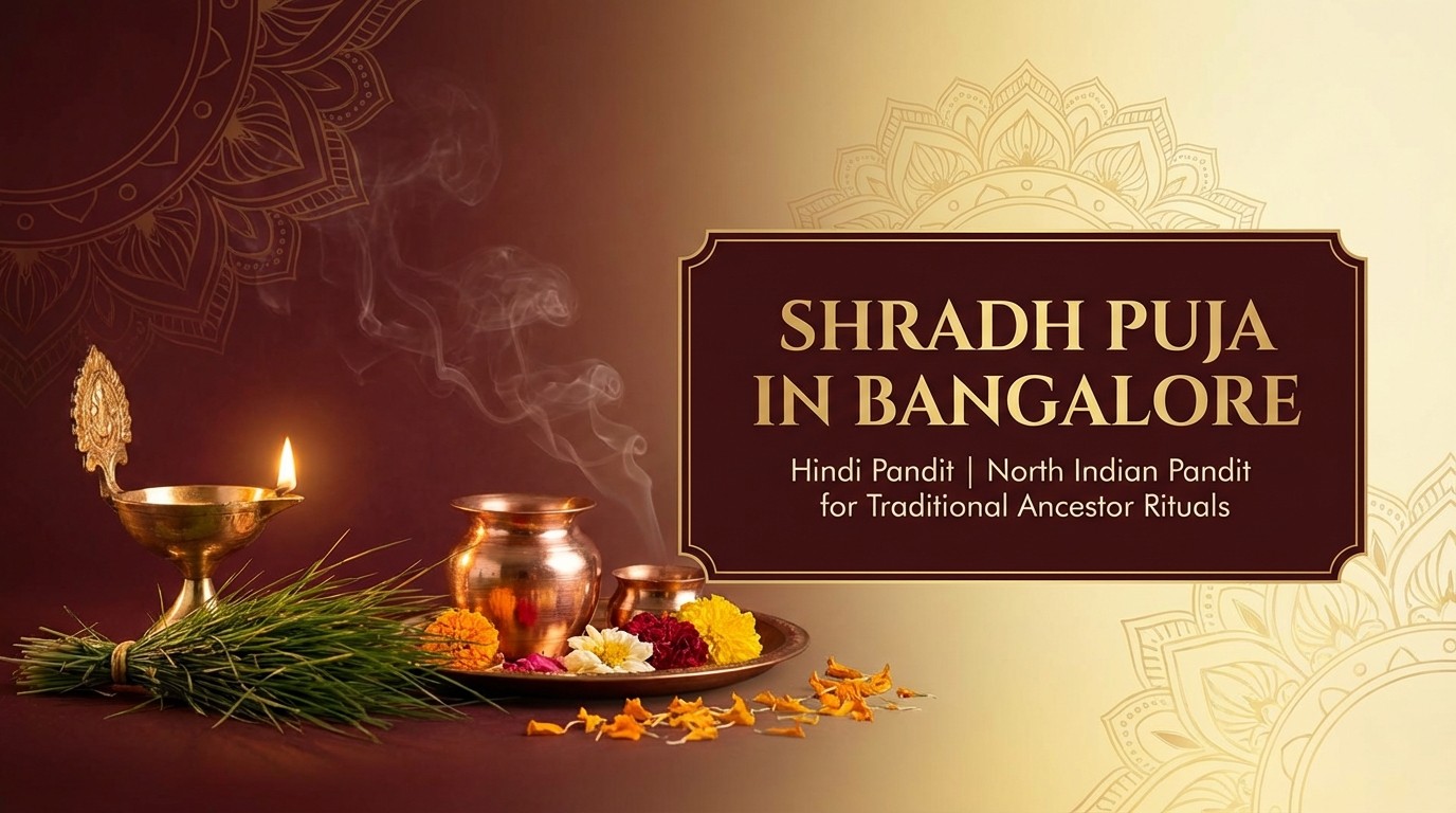 Hindi pandit guiding Shradh rituals in Bangalore